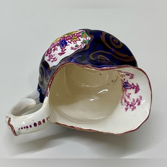 1830s Vintage Gaudy Welsh CHINOISSERIE Pattern Lustre Staffordshire Creamer Jug - Picture 12 of 16